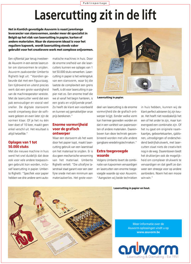 Publireportage Asuvorm: Lasercutting zit in de lift